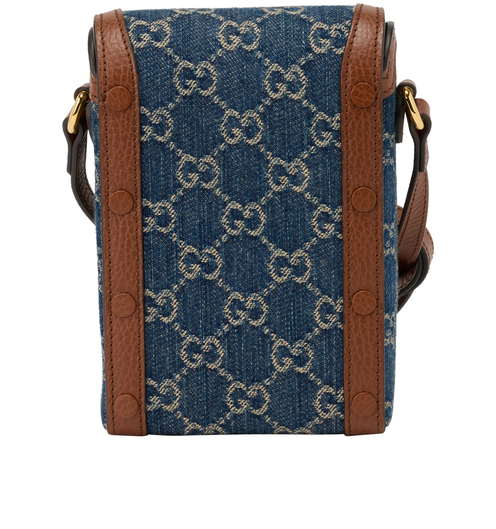 Horsebit 1955 Mini Bag, &pound;510, Handbags, Navy/Tan, Denim, Back view